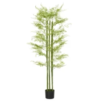 HOMCOM Plante artificielle hauteur 155 cm bambou artificiel avec 28 feuilles grand réalisme en plastique pot inclus(m-1)