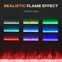 HOMCOM 127cm/50" Electric Fireplace, 2000W Recessed and Wall Mounted Electric Fire with Remote Control, 9 Flame Colour and Crystal, Black(m-4)