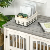 PawHut Wooden Dog Crate Furniture Pet Kennel Cage End Table for Small Medium Dogs, Indoor, White, 85.5 x 59.5 x 68 cm(m-8)