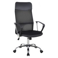 HOMCOM Sedia Ergonomica da Ufficio Girevole e Dondolo con Ruote, Altezza Regolabile e Schienale a Rete, 63x65x109-119 cm, Nero