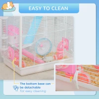 PawHut Hamster Cage for Small Rodents, with Tunnel Tube, Exercise Wheel(m-7)