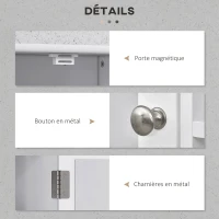 kleankin Armoire Murale Salle de Bain Armoire à Glace Placard de Rangement Toilettes 1 Porte Niche + étagères latérales MDF Blanc(m-7)