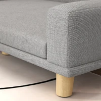 PawHut Canapé pour chien grand lit surélevé pour chien coussin lavable cadre en bois tissu polyester 98 x 67 x 25 cm gris(m-8)