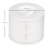 HOMCOM Filtro de Repuesto H13 HEPA para Purificador de Aire Elimina Virus Polvo y Alérgenos Filtro de Carbón Activo 19,3x19,3x14,8 cm Blanco(m-3)