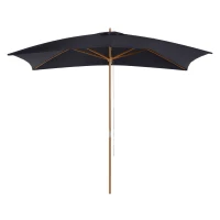 Outsunny 2 x 3m Wooden Garden Parasol Umbrella Outdoor Sun Shade Canopy, Black(m-1)