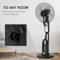 HOMCOM 18" Pedestal Fan with Water Mist Spray, Humidifying Misting Fan, Standing Fan with 3 Speeds, 2.8L Water Tank, Timer and Remote, Black(m-7)