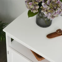 HOMCOM Kitchen Console Table/Buffet Sideboard/Wooden Storage Table with 2-Level Cabinet and Open Shelf, White(m-9)