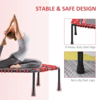 HOMCOM 40" Hexagon Fitness Trampoline Indoor Outdoor Metal Bouncer Jumper Adult Home Gym Fitness - Red(m-6)