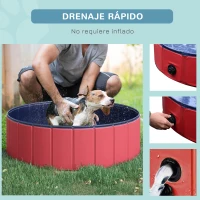PawHut Piscina Plegable para Perros Gatos Ø100x30 cm Bañera Portátil para Mascotas PVC Antideslizante Múltiples Usos Color Rojo(m-6)