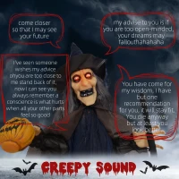 HOMCOM 6'2" Witch with Broomstick Halloween Animatronic, with Glowing Eyes(m-4)