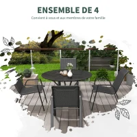 Outsunny Lot de 4 chaises de jardin empilables, fauteuil d'extérieur avec accoudoirs et revêtement en résine tressée effet rotin(m-4)