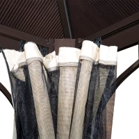 Outsunny Cenador para Jardín 3x3 m Alumnio Pabellón para Exterior con Techo de Policarbonato Anti-UV y 4 Mosquiteras Laterales con Cremalleras para Fiestas Eventos Beige(m-8)