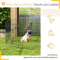 PawHut Parc enclos modulable pour chiens lapins rongeurs clôture pour petits animaux intérieur et extérieur 76 x 61 cm noir(m-5)