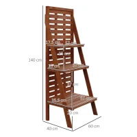 Outsunny Three-Tier Plant Stand, Wood Ladder Shelf for Flower Pot Display, Outdoor Indoor Organiser(m-3)