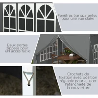 Outsunny Tonnelle tente de réception barnum pop-up pliant 3 x 3 m 4 parois amovibles + sac de transport gris(m-8)