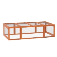 PawHut Jaula para Conejos Grande Casa para Animales Pequeños Conejera Exterior de Madera 180x90x48 cm Natural(m-1)
