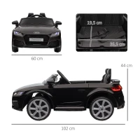 HOMCOM Voiture électrique enfant véhicule électrique enfant Audi TT RS 12 V 30 W V. Max. 3 Km/h télécommande 2,4G Effets sonores + Lumineux Noir(m-3)