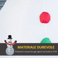 HOMCOM Pupazzo di Neve Gonfiabile Gigante Alto 243cm con Luci a LED Decorazione da Esterno o Giardino(m-5)