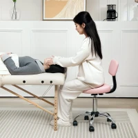 HOMCOM 360° Swivel Seat Salon Stool - Pink(m-2)