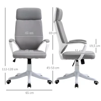 Vinsetto Silla de Oficina Giratoria Silla de Escritorio Giratoria Altura Ajustable con Reposabrazos 63x65x112-120 cm Gris(m-3)