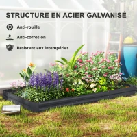 Outsunny Jardinière extérieure carré potager galvanisée avec bordure de sécurité et fond ouvert 240 x 120 x 30 cm gris foncé(m-5)