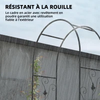 Outsunny Arche de jardin en acier arceau à rosiers avec double porte pour décoration de cérémonie 107 x 45 x 217 cm noir(m-5)