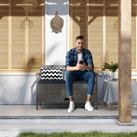 Outsunny Banc extérieur jardin 2 places banc de rangement 160L en rotin PE avec coussin 2 oreillers 112 x 62 x 82 cm gris(m-2)