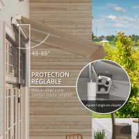 Outsunny Store banne manuel rétractable 295 x 245 cm avec manivelle, protection UV, cadre en aluminium, beige(m-4)