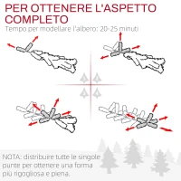 HOMCOM Albero di Natale Innevato a 3 Sezioni con 490 Rami in Metallo e Plastica, 54x54x210 cm, Verde(m-5)