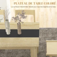 HOMCOM Table de salle à manger pour 6 personnes en bois aspect naturel et noir, dim. 140L x 90l x 75H cm(m-5)