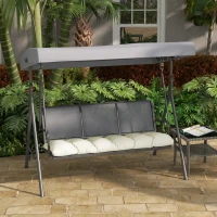 Outsunny Cojín para Banco de Jardín o Balancín128x48x8 cm con 2 Cordones de Fijación Impermeable y Protección UV 50+ Crema(m-7)