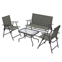 Outsunny Four-Piece Metal Garden Sofa Set - Mixed Brown(m-11)