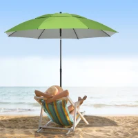 Outsunny Parasol d'extérieur en métal rond inclinable protection UV30, 8 tiges en acier et sac de transport inclus, vert(m-2)
