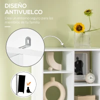 HOMCOM Estantería de Madera con 1 Cajón y 9 Compartimentos Mueble Librería para Salón Oficina Estudio 60x26x158cm Blanco(m-5)