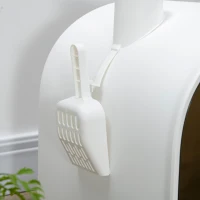 PawHut Bac à litière pour chat maison de toilette pour chat avec porte battante, pelle et filtre inclus dim. 43L x 44l x 47H cm - blanc(m-7)