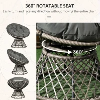 Outsunny Three-Piece Rattan Garden Moon Chair Set - Grey(m-5)