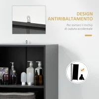 HOMCOM Mobile Dispensa Alto con Ripiani Regolabili Aperti, Cassetto e Armadietto, in Truciolato e MDF, 60x42x180 cm, Grigio(m-6)