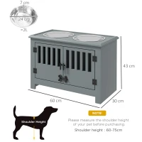 PawHut Raised Dog Bowls, Pet Feeding Station, with Storage, Food and Water Bowls, for Large Dogs - Grey(m-3)