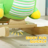 AIYAPLAY Baby Rocking Dinosaur with Animal Sounds, Safety Belt, Wooden Base, for Toddlers 18-36 Months, Green(m-6)