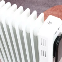 HOMCOM 2000W Oil Filled Radiator, 9 Fin Portable Electric Heater with LED Display, 24H Timer, 3 Heat Settings, Adjustable Thermostat, Safety Cut off, Remote Control, White(m-9)
