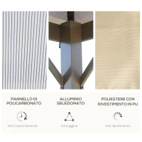 Outsunny Gazebo da Giardino 3x3m con Tetto in Policarbonato e Zanzariere, Caffè e Khaki(m-5)