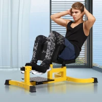 HOMCOM Squat Machine Multifunzione 3 in 1 Regolabile Sit Up Push Up per il Fitness, Fianchi e Gambe Acciaio, PVC, EVA 71 x 108 x 46-58 cm Nero e Giallo(m-2)