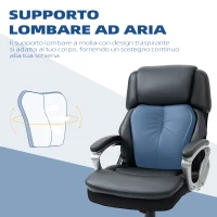 Vinsetto Poltrona da Ufficio Ergonomica con Poggiatesta, Altezza Regolabile e Dondolo, Sedia Girevole con Ruote, 68x76x117-125cm, Nero(m-8)