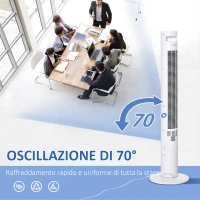 HOMCOM Ventilatore a Colonna con 3 Velocità e 4 Modalità, Timer di 12h, Pannello LED e Telecomando, Bianco(m-5)