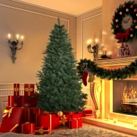 HOMCOM Árbol de Navidad Artificial 180 cm Ignífugo con 724 Ramas con 2 Tipos de Puntas de PVC Base Plegable y Soporte de Acero Decoración Navideña de Interior Verde(m-8)