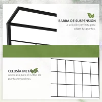 Outsunny Soporte para Plantas con Enrejado de Metal Estantería para Macetas Trepadoras con 3 Estantes para Exteriores Jardín Balcón 60x53,5x159,5 cm Negro(m-4)