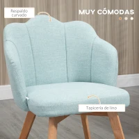 HOMCOM Set de 2 Sillas de Comedor en Forma de Flor con Asiento y Respaldo Acolchado Carga 120 kg 58x60x82 cm Verde Azulado(m-5)