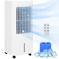 HOMCOM Portable 3-in-1 Air Cooler with 5 Litre Capacity, Oscillation, LED Display, Remote, 15 Hour Timer, Evaporative Air Cooler Fan with 3 Speeds, 3 Modes, Ice Packs, for Home Office(m-1)