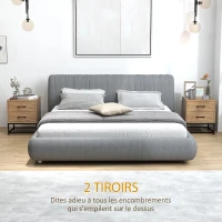 HOMCOM Lot de 2 tables de chevet table de nuit avec 2 tiroirs style industriel pour chambre à coucher, salon(m-6)