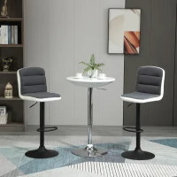 HOMCOM Bar Stools Set of 2, Height Adjustable Bar Chairs in Fabric and Faux Leather, 360° Swivel Kitchen Stool with Backrest and Footrest, Dark Grey(m-2)